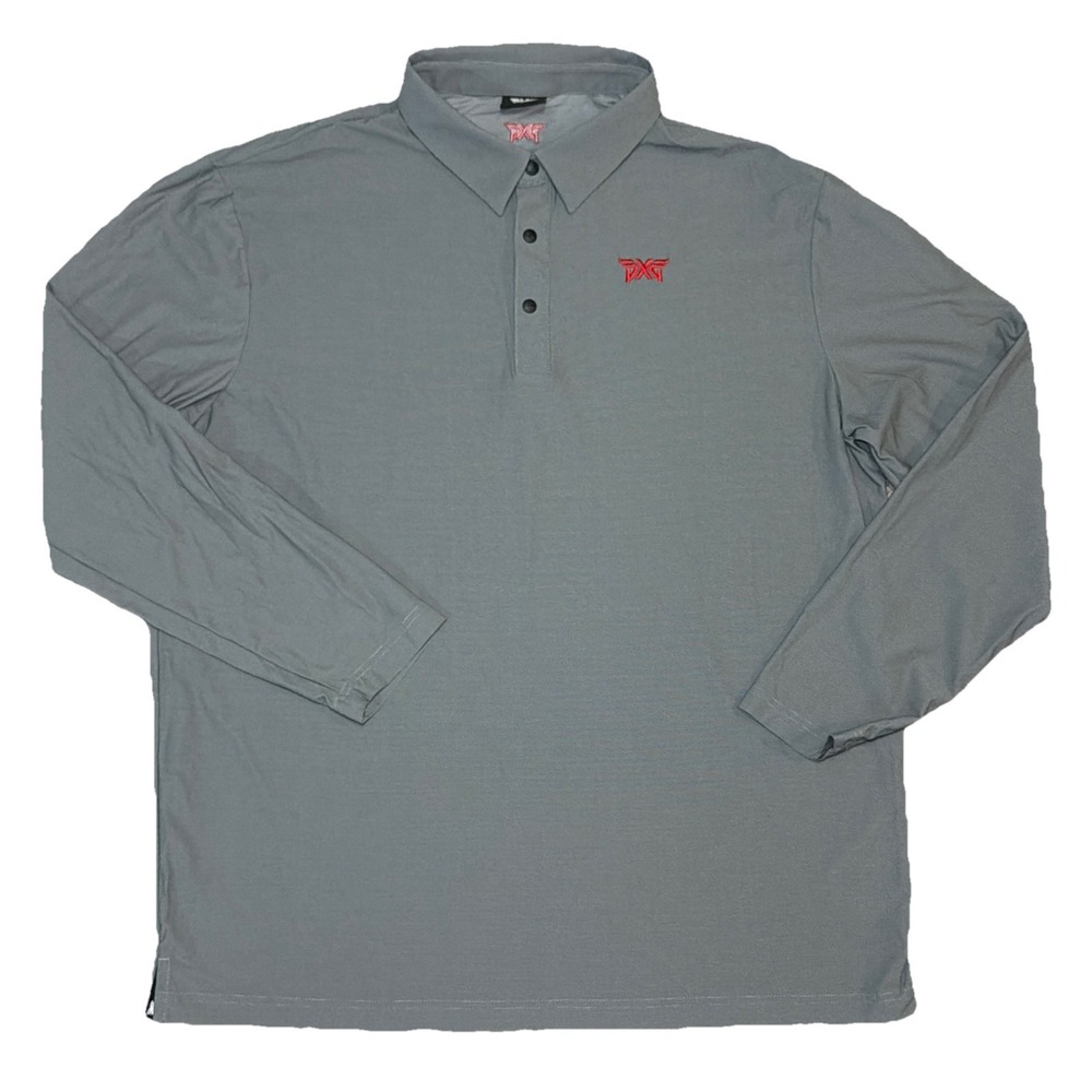 PXG Parsons Xtreme Golf XL Gray Polo Long Sleeve Polo 1/4 Snap Performance